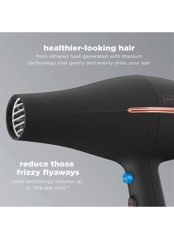 CONAIR - INFINITIPRO BY CONAIR Hair Dryer, 1875W AC Motor Pro Hair Dryer with Ceramic Technology, Includes Diffuser and Concentrator, Black - Image 1