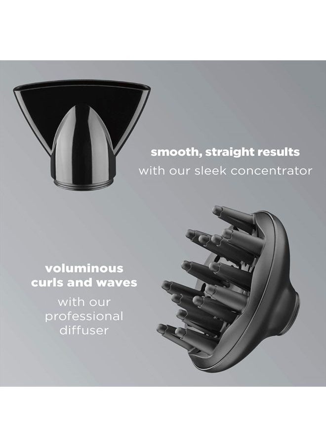 CONAIR - INFINITIPRO BY CONAIR Hair Dryer, 1875W AC Motor Pro Hair Dryer with Ceramic Technology, Includes Diffuser and Concentrator, Black - Image 1