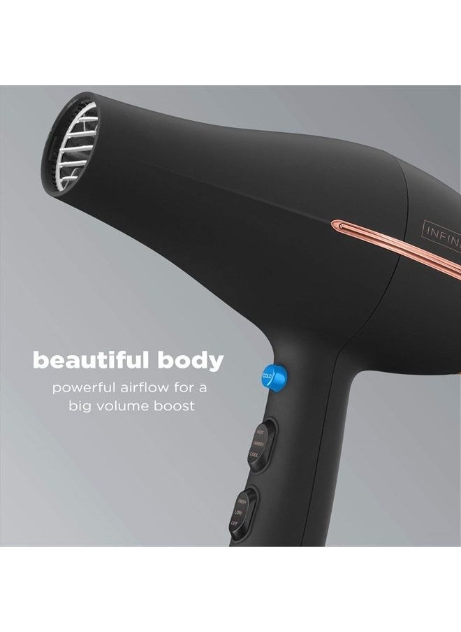 CONAIR - INFINITIPRO BY CONAIR Hair Dryer, 1875W AC Motor Pro Hair Dryer with Ceramic Technology, Includes Diffuser and Concentrator, Black - Image 1