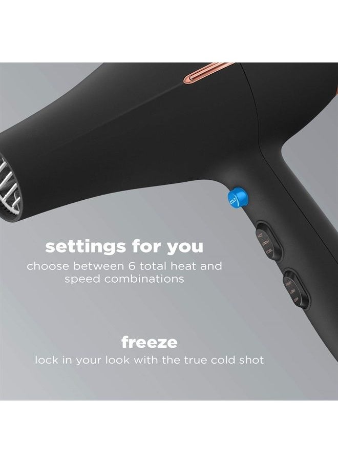 CONAIR - INFINITIPRO BY CONAIR Hair Dryer, 1875W AC Motor Pro Hair Dryer with Ceramic Technology, Includes Diffuser and Concentrator, Black - Image 1