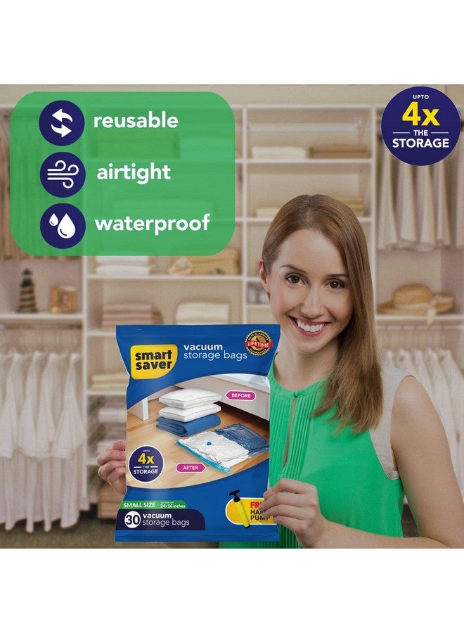 Smart Saver 30 Small Smart Saver Vacuum Bags for Travel, Space Saver Bags Compression Storage Bags for Clothes, Bedding, Pillows, Comforters, Blankets Storage Vacuum Sealer Bags for Clothes Storage, Vaccine Sealed Compression Airtight Reusable Packing Ziplock Bag with Travelling Hand Pump - Size-(40x60cm)  - Image 5