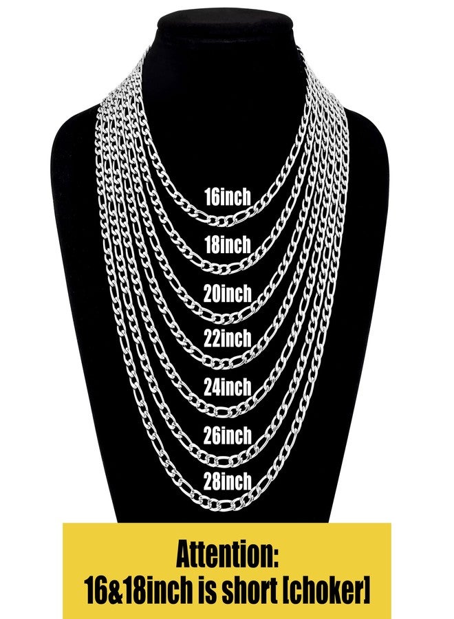 Fiusem قلادة فيجارو فضية اللون من فيوسيم للرجال، سلسلة من الفولاذ المقاوم للصدأ 5 مم للرجال والنساء بطول 24 بوصة - Image 4