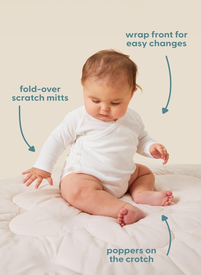 MORI Baby Long Sleeve Kimono Bodysuit in Blush Stripe for Boys and Girls - Wrap Romper with Nickel Free Poppers - Newborn - Image 2