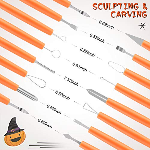 CHRYZTAL Pumpkin Carving Kit Tools Halloween, 13PCS Professional Heavy Duty Carving Set, Stainless Steel Double-side Sculpting Tool Carving Kit for Halloween Decoration Jack-O-Lanterns - Image 5