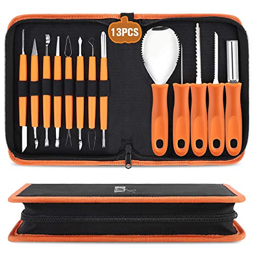 CHRYZTAL Pumpkin Carving Kit Tools Halloween, 13PCS Professional Heavy Duty Carving Set, Stainless Steel Double-side Sculpting Tool Carving Kit for Halloween Decoration Jack-O-Lanterns - Image 1