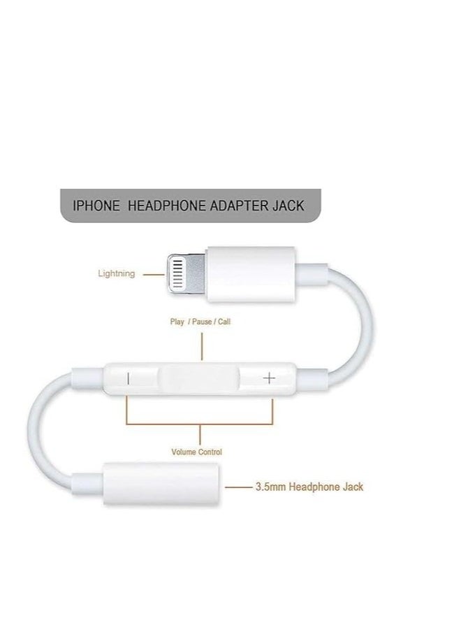 Generic - 3.5mm Headphone Adapter, Lightning to 3.5mm Headphone Jack Adapter Aux Audio Jack Adapter Dongle Cable for iPhone with volume button.Compatibility with iphone 14 13 12 11 Pro Max Plus - Image 1