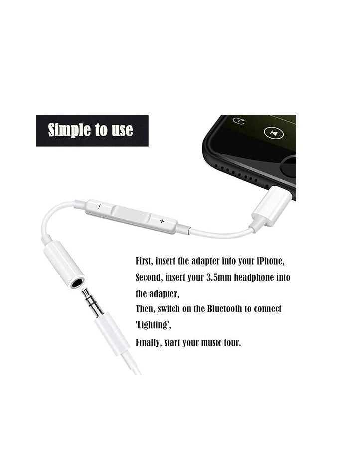 Generic - 3.5mm Headphone Adapter, Lightning to 3.5mm Headphone Jack Adapter Aux Audio Jack Adapter Dongle Cable for iPhone with volume button.Compatibility with iphone 14 13 12 11 Pro Max Plus - Image 1