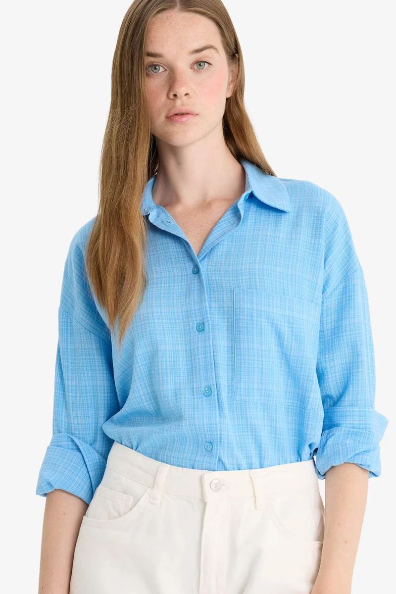 ديفاكتو Oversize Shirt Collar Long Sleeve Shirt