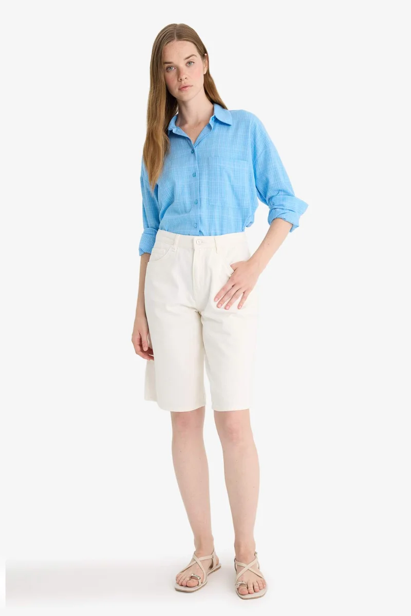 ديفاكتو Oversize Shirt Collar Long Sleeve Shirt