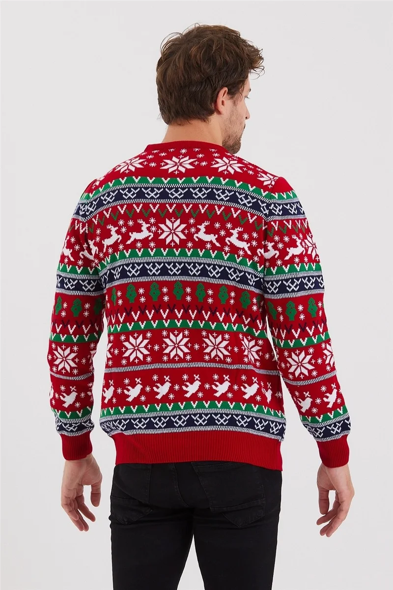 Cool Tarz Cool Style Men's Red-Green-White Christmas New Year Sweater-NOELKZKR200S