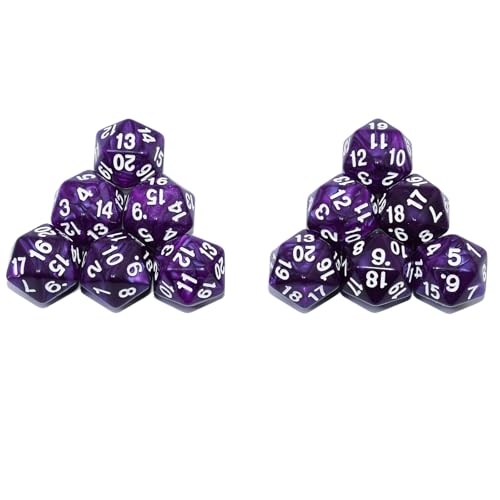 SmartDealsPro 12Pack 20 Sided Dice D20 Pearl Large Polyhedral Spin Down Dice Die with Pouch for DND RPG MTG Table Game Pearl Purple - Image 5