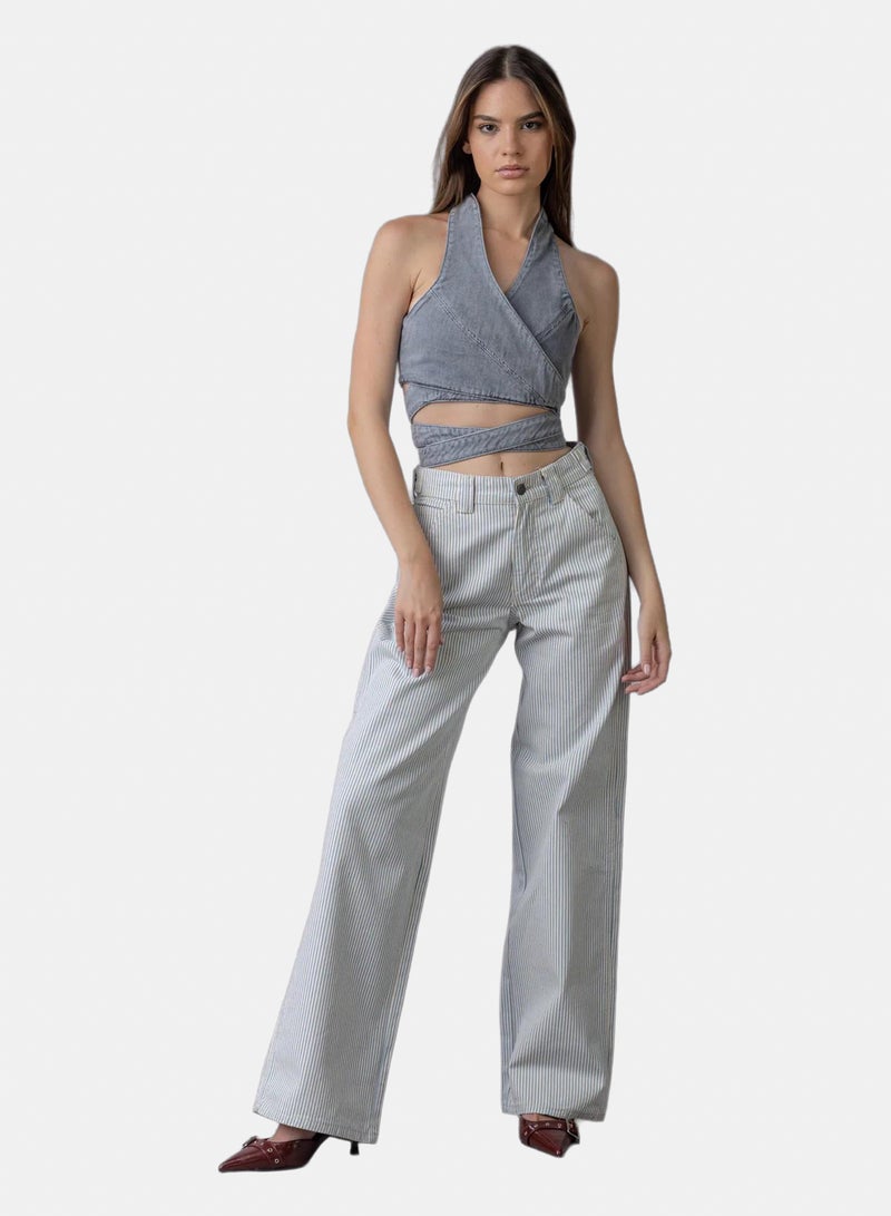 Stache Wrap Denim Crop Top - Image 2
