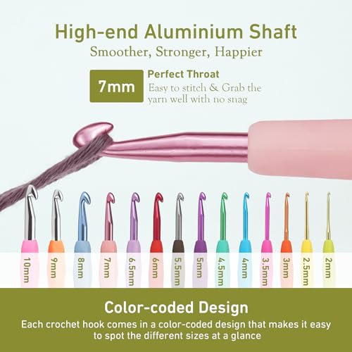 YOJOB 7mm Crochet Hook, Supers Smooth 7 mm Ergonomic Crochet Hooks for Beginner, Comfort for Arthritic, 1 Pack - Image 3