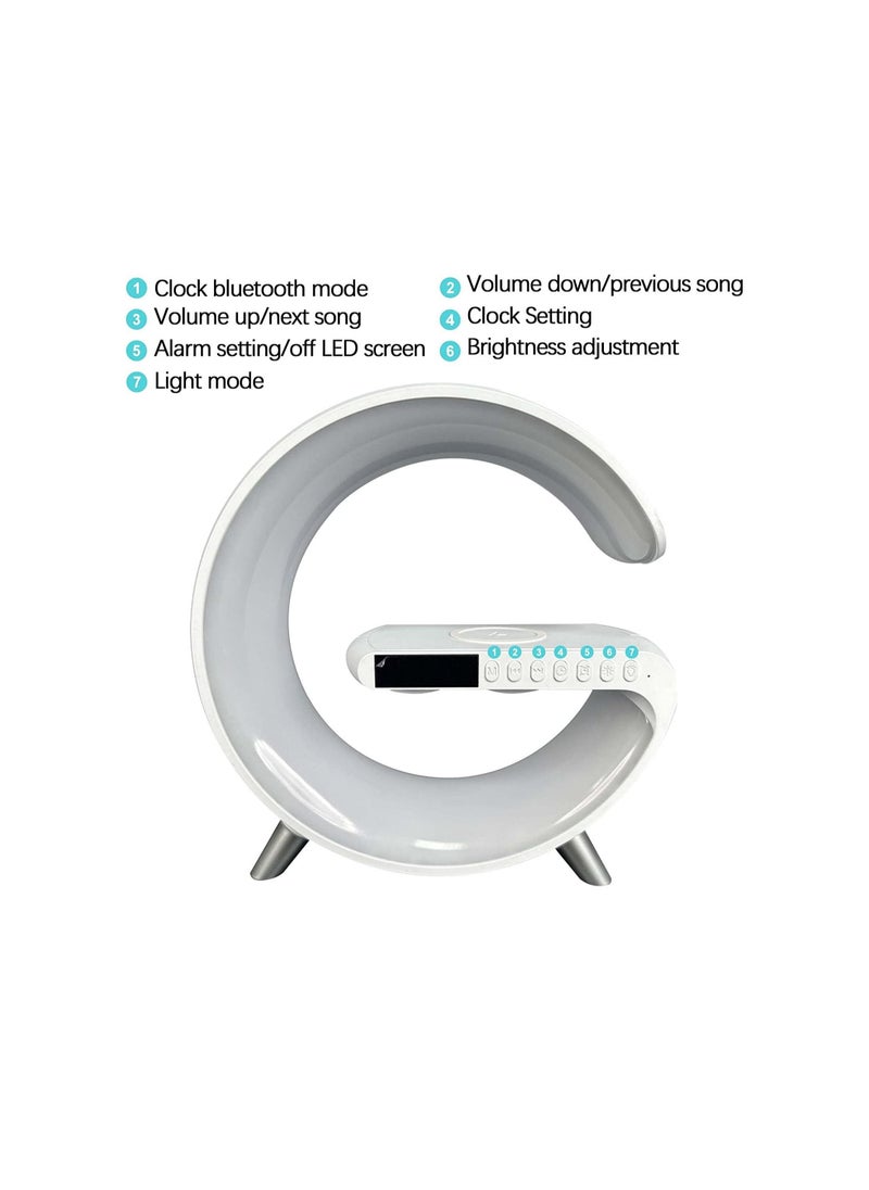 Generic - Wireless Charger Atmosphere Lamp 2023 New Intelligent LED Table Lamp Bluetooth Speaker Dimmable Night Light Touch Lamp Alarm Clock with Music Sync App Control for Bedroom Home Decor White - Image 1