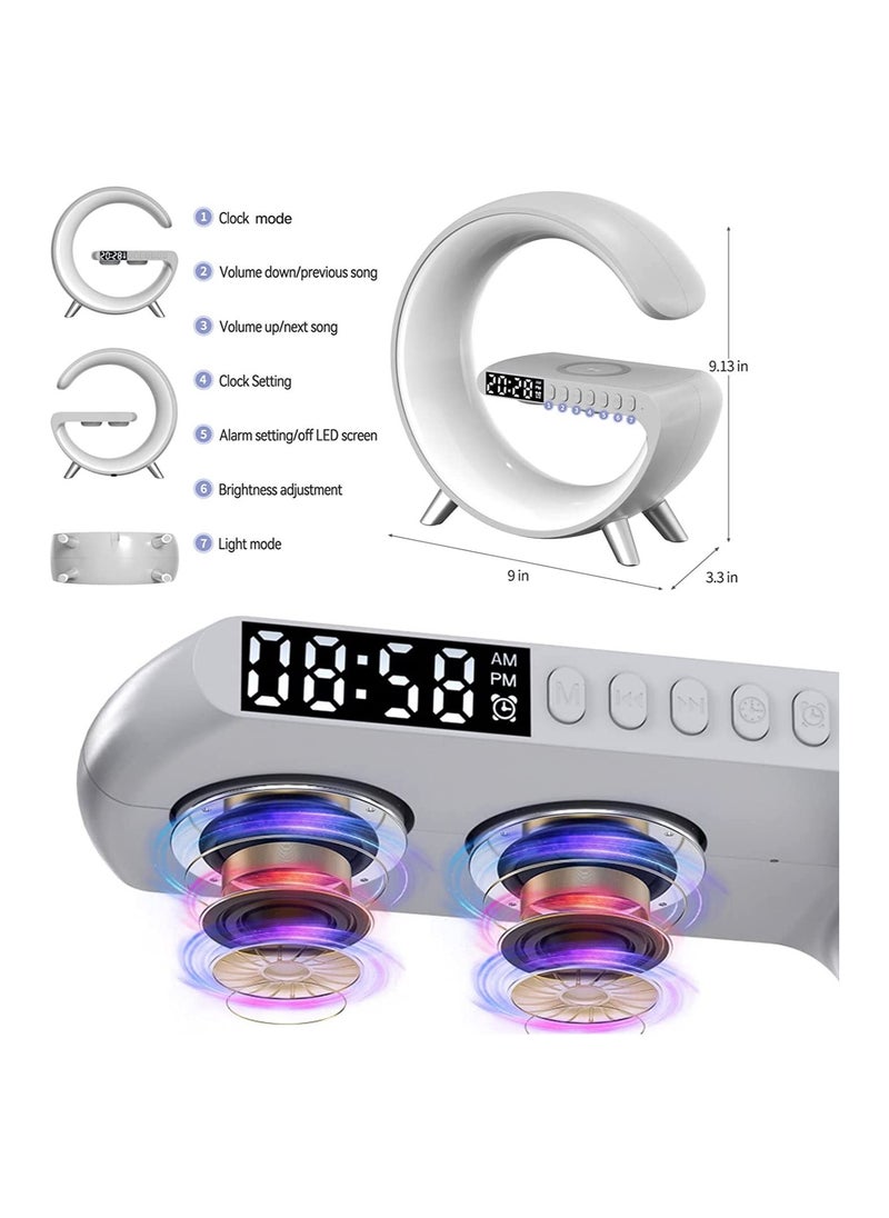 Generic - Wireless Charger Atmosphere Lamp 2023 New Intelligent LED Table Lamp Bluetooth Speaker Dimmable Night Light Touch Lamp Alarm Clock with Music Sync App Control for Bedroom Home Decor White - Image 1
