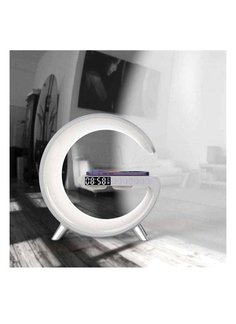 Generic - Wireless Charger Atmosphere Lamp 2023 New Intelligent LED Table Lamp Bluetooth Speaker Dimmable Night Light Touch Lamp Alarm Clock with Music Sync App Control for Bedroom Home Decor White - Image 1