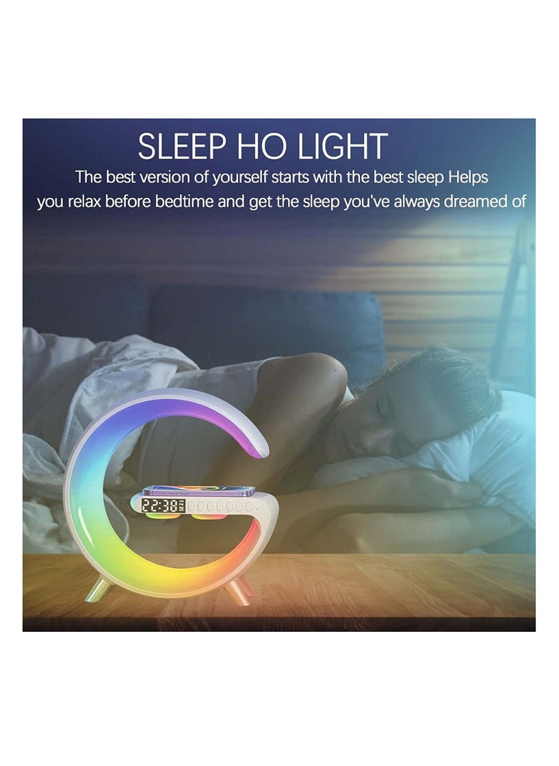 Generic - Wireless Charger Atmosphere Lamp 2023 New Intelligent LED Table Lamp Bluetooth Speaker Dimmable Night Light Touch Lamp Alarm Clock with Music Sync App Control for Bedroom Home Decor White - Image 1