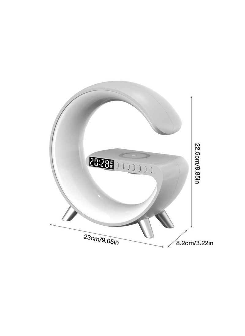 Generic - Wireless Charger Atmosphere Lamp 2023 New Intelligent LED Table Lamp Bluetooth Speaker Dimmable Night Light Touch Lamp Alarm Clock with Music Sync App Control for Bedroom Home Decor White - Image 1