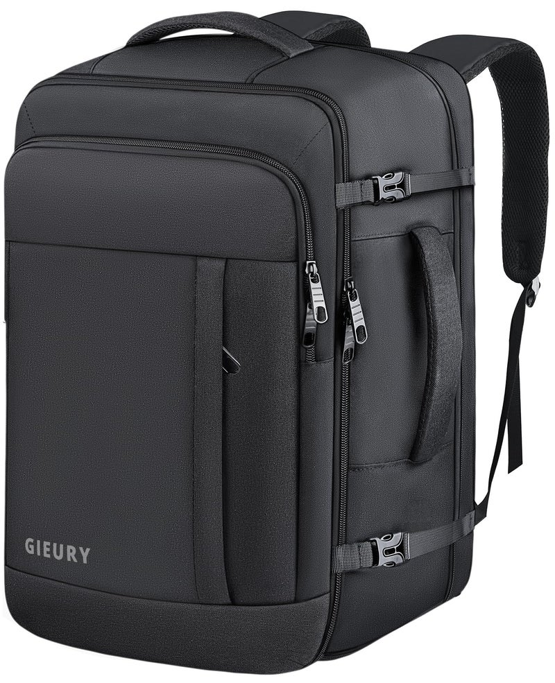 Gieury 55L Carry On Backpack, Extra Large Travel Backpack for Men & Women, Expandable 60L Big Capacity Bag For Airplanes, Travel Gifts for Men Women, Fits 18.4 Inch Laptop, Luggage Suitcase Daypack, Black - Image 1
