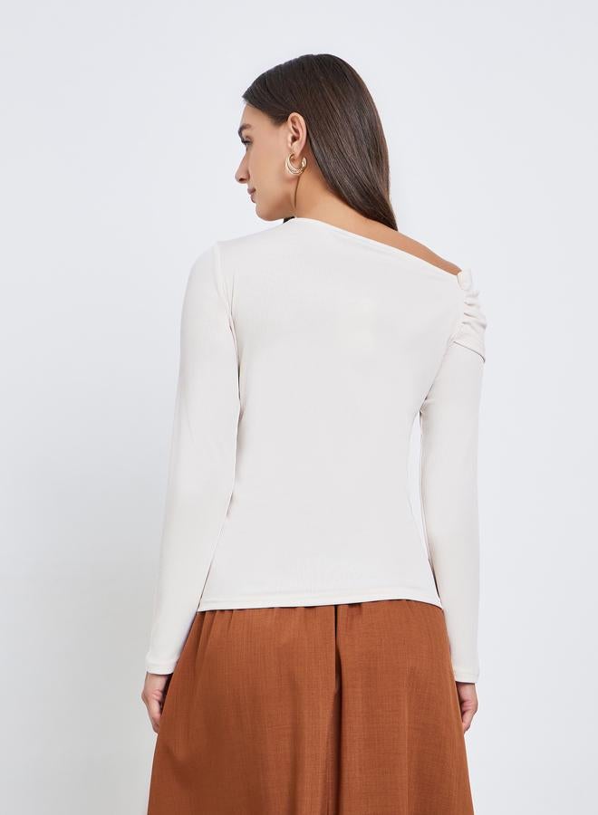 Styli Solid Metal Buckle Detail Knit Top - Image 5