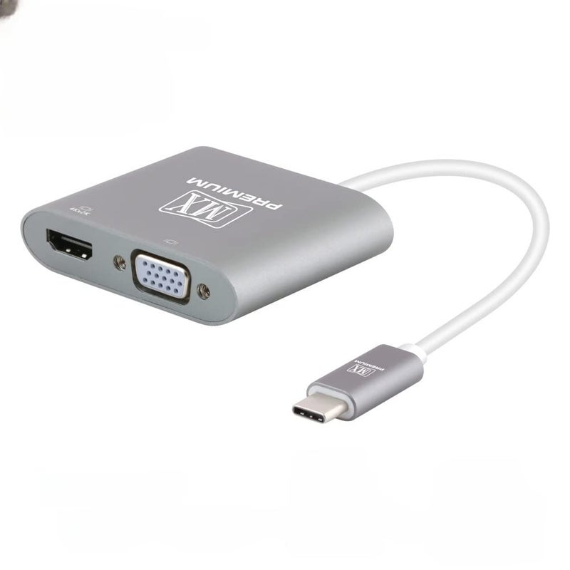 MX محول MXP USB-C إلى HDMI/VGA – محول عرض مزدوج من نوع C للكمبيوتر المحمول، ماك بوك، كروم بوك، آيباد، ديل، HP – متوافق مع 1080p و 4K - Image 1