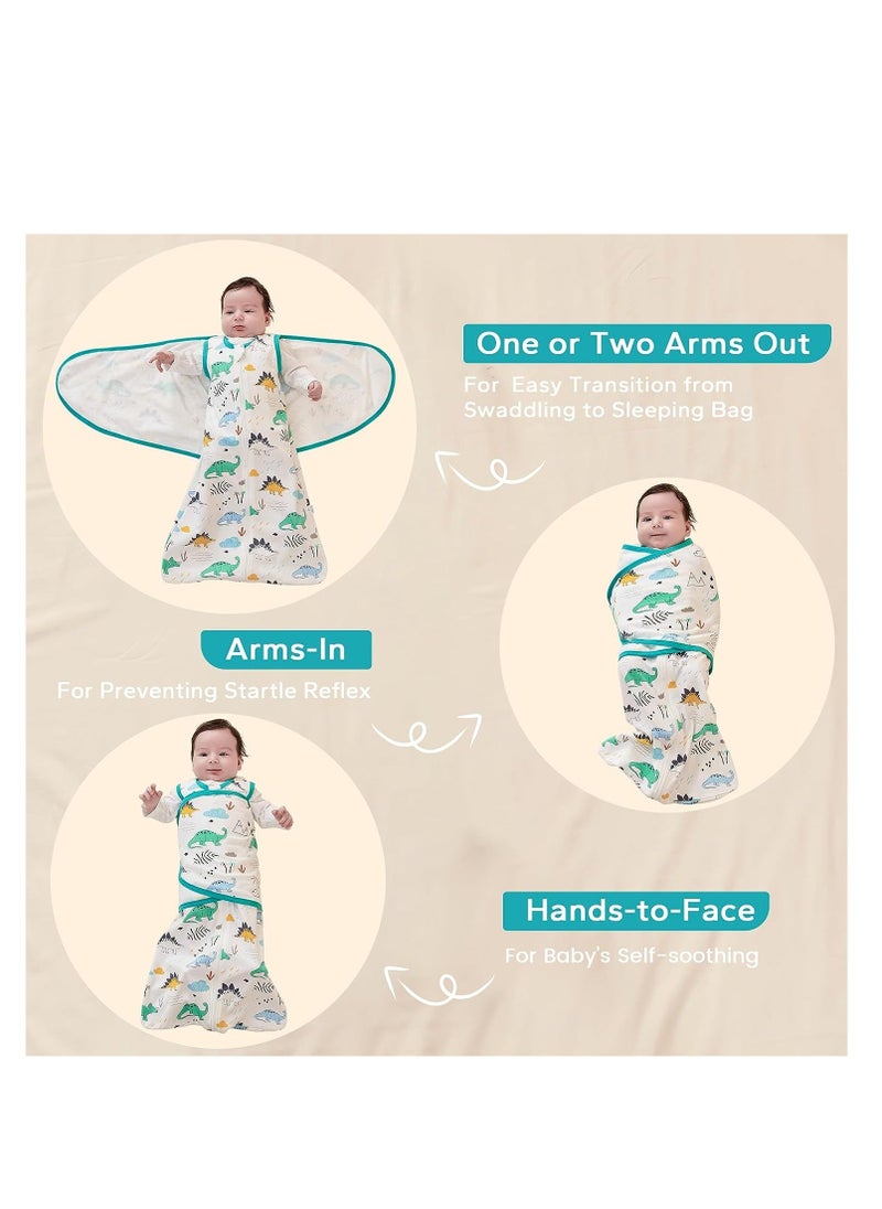 Generic Baby Swaddle Wearable Blanket 3-Way Adjustable Transtion Sleep Sack 100% Cotton Swaddle Wrap with Beanie Cap Infant Cotton Swaddle for Newborn Infant Boy Girl 0-6 Months  - Image 2