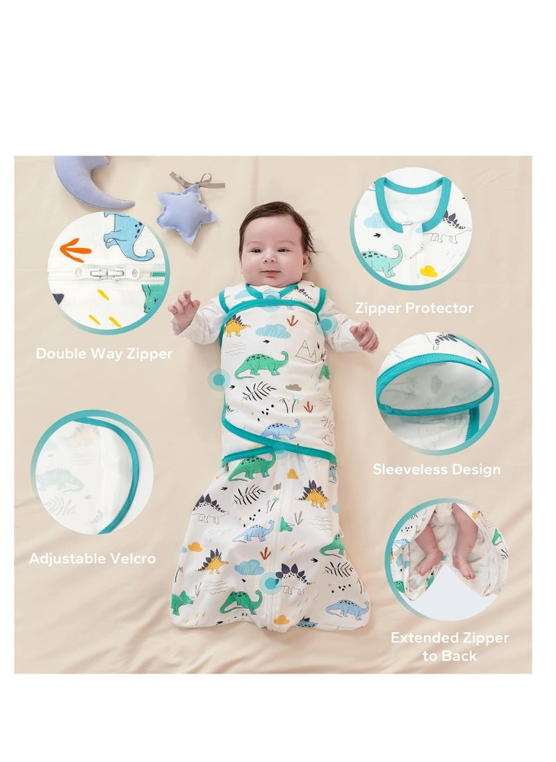 Generic Baby Swaddle Wearable Blanket 3-Way Adjustable Transtion Sleep Sack 100% Cotton Swaddle Wrap with Beanie Cap Infant Cotton Swaddle for Newborn Infant Boy Girl 0-6 Months  - Image 3