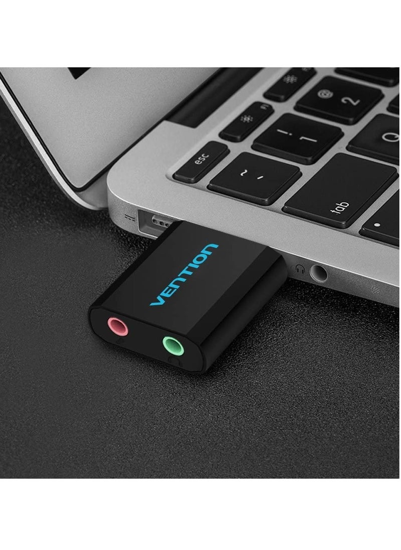 VENTION Metal Usb 2.0 External Sound Card, Ps4 External Independent Sound Card, Plug And Play Stereo Adapter, Driver-free Headphone Converter External Usb Sound Card  - Image 2