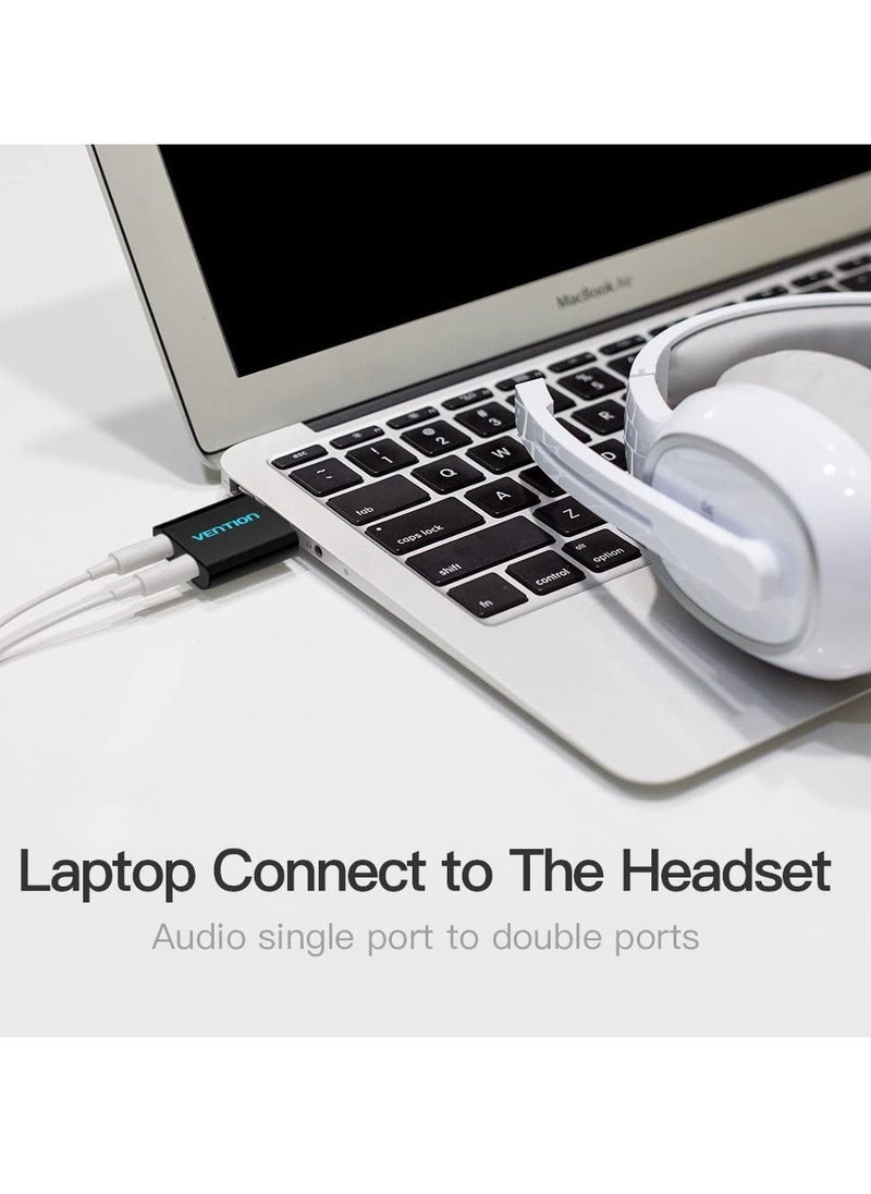 VENTION Metal Usb 2.0 External Sound Card, Ps4 External Independent Sound Card, Plug And Play Stereo Adapter, Driver-free Headphone Converter External Usb Sound Card  - Image 3