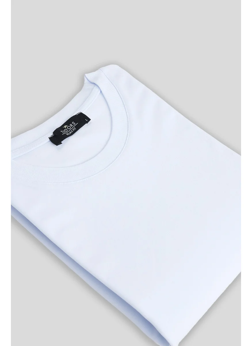 تودورس Unisex Relax Fit Comfortable Cut Cotton Crew Neck White Sweatshirt