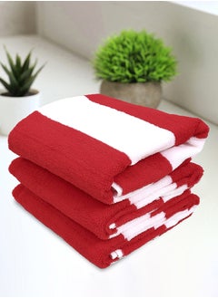 Status Contract Bath Towels | Coral Fleece Quick Dry Towel| Super Absorbent & Soft| Luxury Bath Towels with Hook Hair Towel for Men & Women |(Red) (Set of 3), 350 TC, 60 X 120 Cm  - Image 1