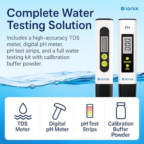 IONIX TDS Meter for Water Testing, PH Meter for Water Testing, TDS Meter & Digital PH Meter & Litmus Paper Combo, Water Testing Kit for Measuring Tds and Ppm with Buffer Powder - Image 3