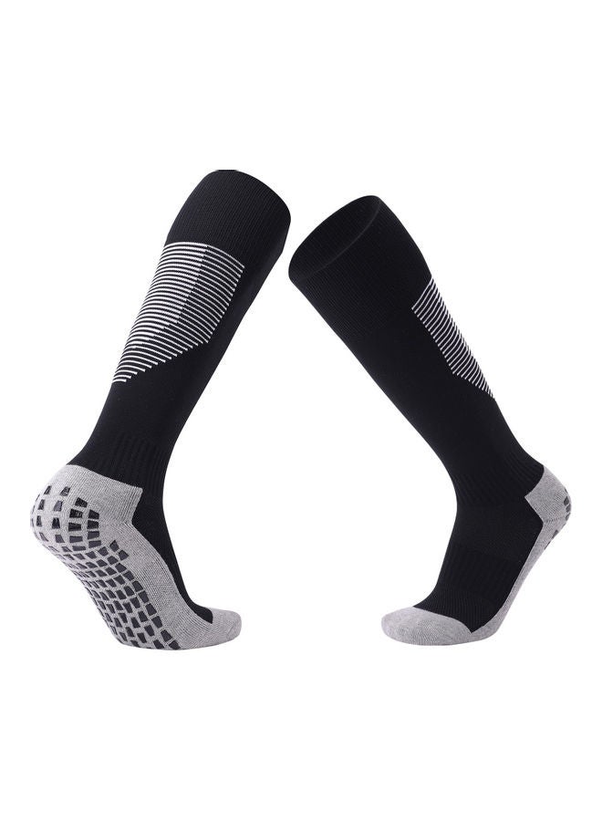 اليشمك زوج جوارب كرة قدم مبطنة مانعة للانزلاق بتصميم يغطي الساق بلون أسود 14*3*12سم - Image 1