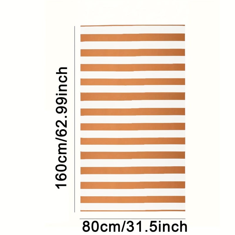 1pc Green Striped Beach Towel Quick Drying Outdoor Sports Soft Comfortable Swimming Pool Towel Lightweight Thin High Water Absorption Breathable Mesh Bag Storage Suitable for Beach Swimming Fitness Camping - Image 3