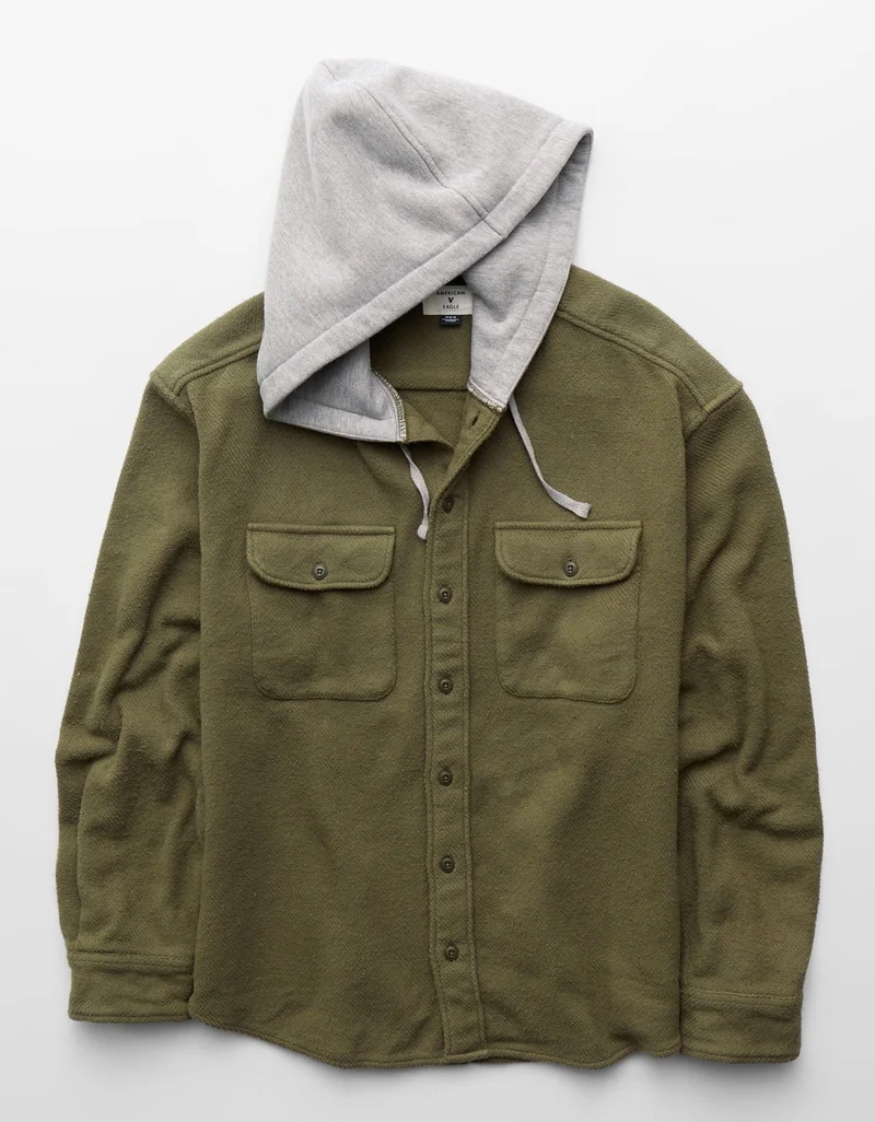 American Eagle  AE Hooded Flannel Shirt for Men | Best Price UAE