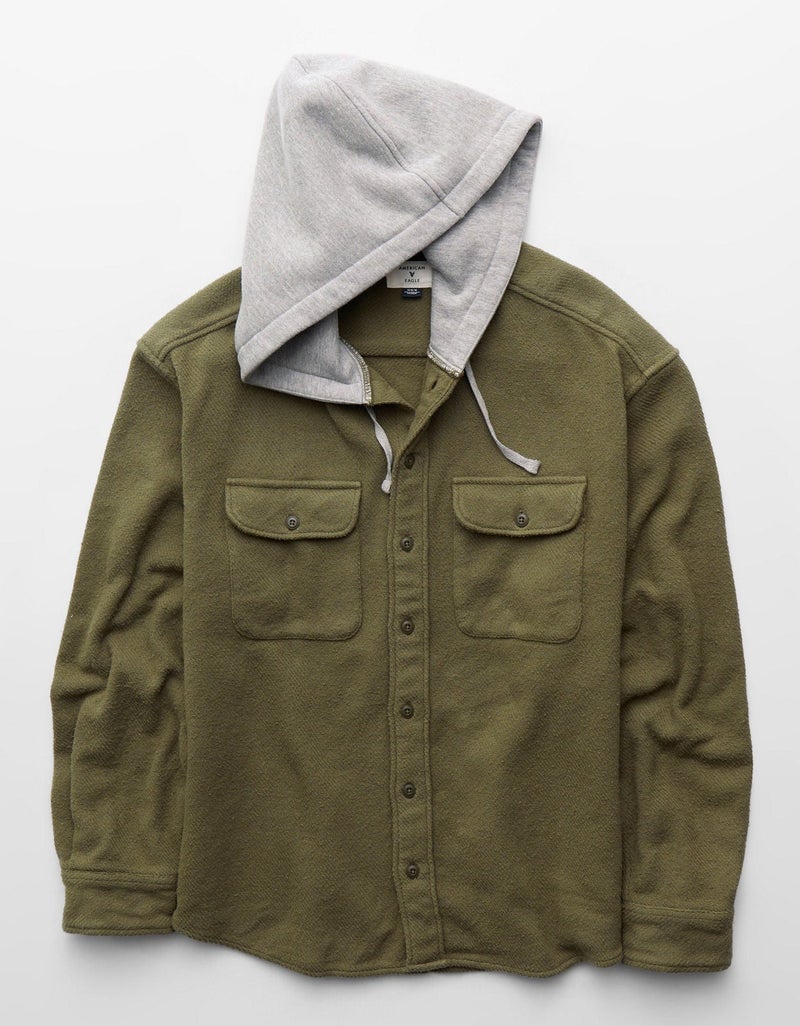 American Eagle AE Hooded Flannel Shirt - Image 3