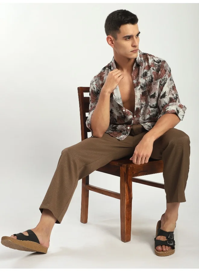 Beyoung Pink Ethereal Printed Shirt