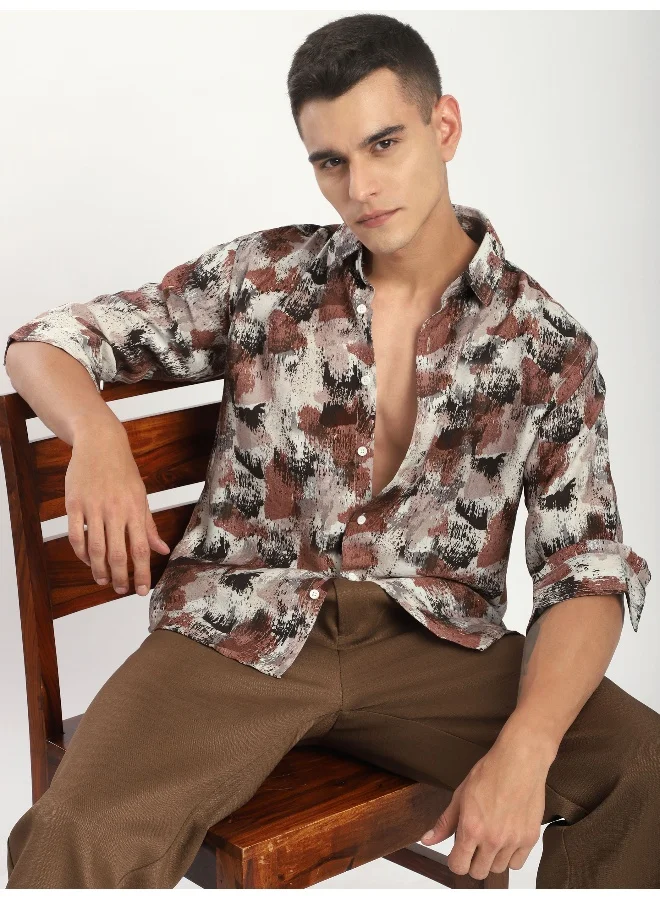 Beyoung Pink Ethereal Printed Shirt
