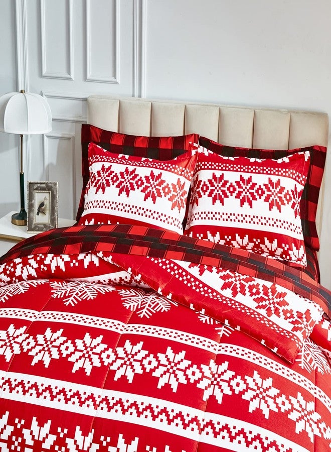 Flysheep Christmas Bed in a Bag 7 Pieces Queen, Red and White Snowflake Design, Soft Microfiber Comforter Set for All Season (1 Comforter, 2 Pillow Shams, 1 Flat Sheet, 1 Fitted Sheet, 2 Pillowcases) - Image 5