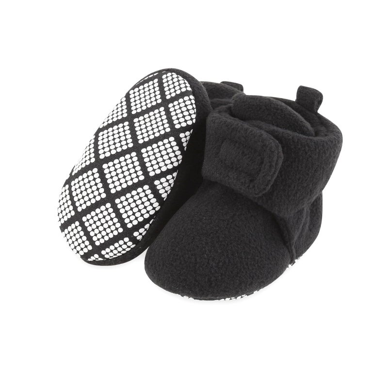 Bibimom Unisex Cozie Fleece Baby Booties Black 6-12 Months for Infants and Toddlers Newborn Essentials - Image 1