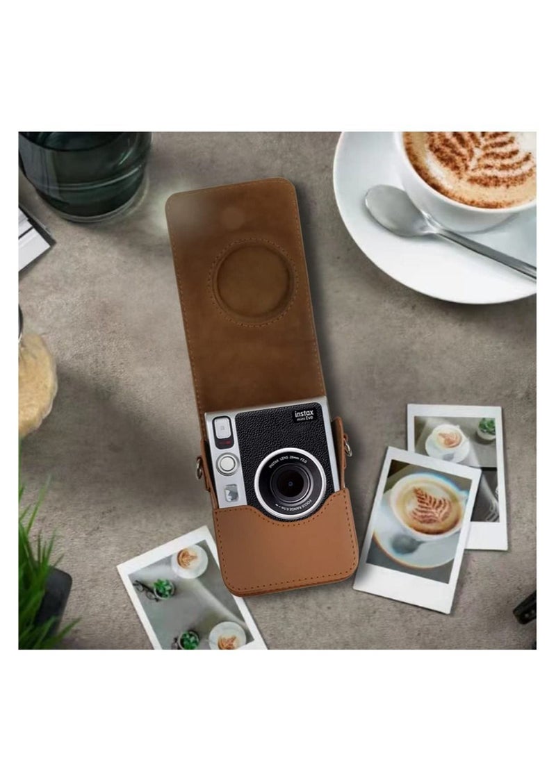 SYOSI Protective Case for Fujifilm Mini EVO Digital Hybrid Case Instant Film Camera PU Leather Bag with Strap (Brown) - Image 5