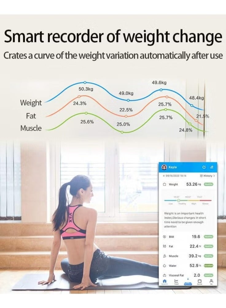 Smart Bluetooth Body Weight Scale with App Sync – Digital Body Fat Scale for Home Use | Tracks Weight, BMI, Muscle Mass, Water & More | Wireless Bathroom Fitness Scale with LED Display | Sleek Design, Supports iOS & Android (Black) - Image 3
