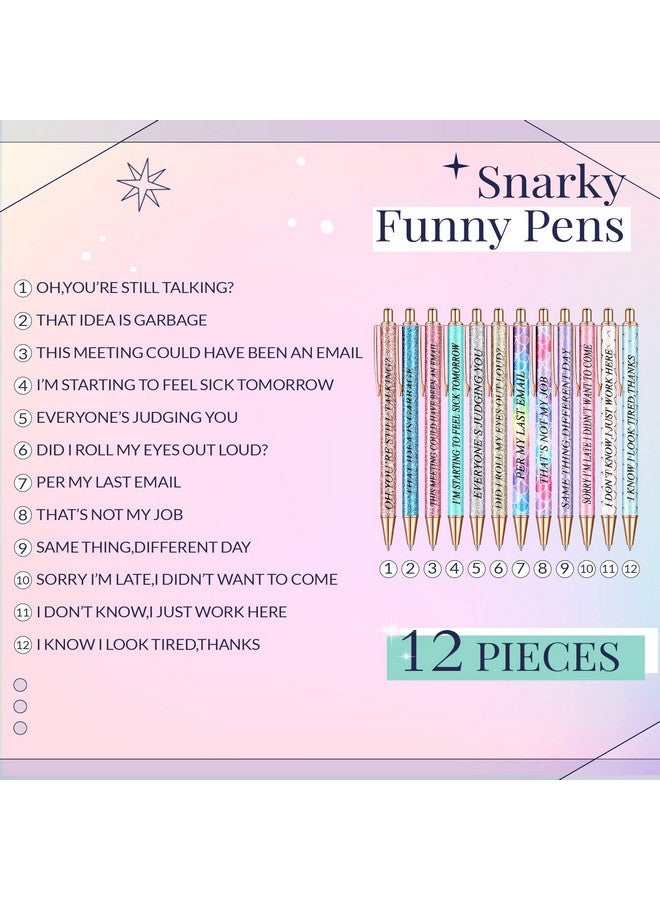 Glenmal 12 Pieces Glitter Funny Word Ballpoint Pens Funny Negative Pens For Adults Novelty Fun Humorous Sayings Office Pens For Co Worker Colleague Office Supplies(Office Negative) - Image 3