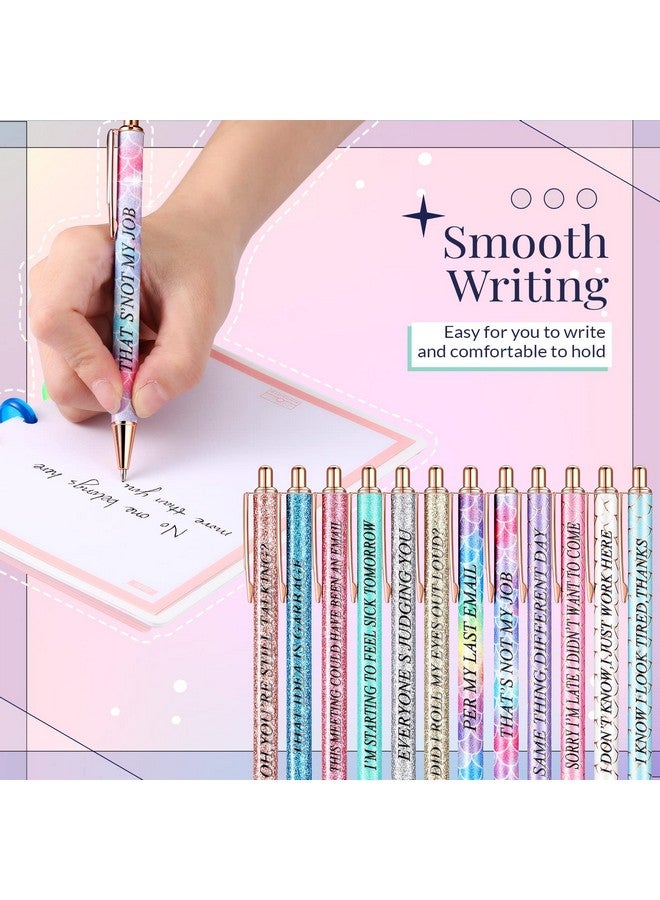 Glenmal 12 Pieces Glitter Funny Word Ballpoint Pens Funny Negative Pens For Adults Novelty Fun Humorous Sayings Office Pens For Co Worker Colleague Office Supplies(Office Negative) - Image 5