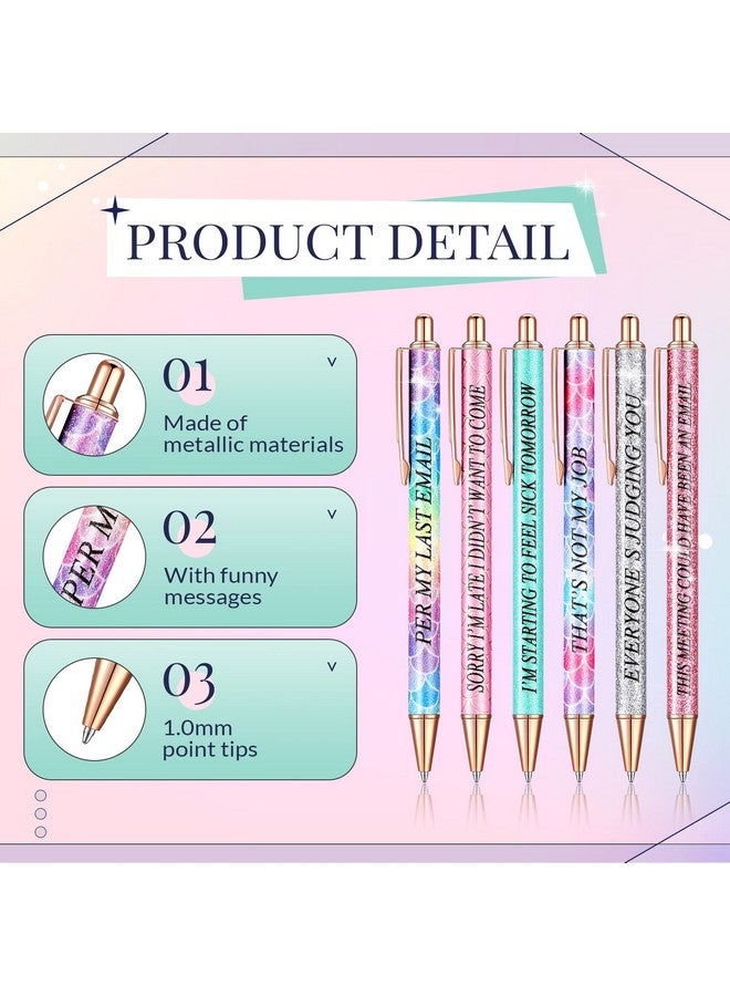 Glenmal 12 Pieces Glitter Funny Word Ballpoint Pens Funny Negative Pens For Adults Novelty Fun Humorous Sayings Office Pens For Co Worker Colleague Office Supplies(Office Negative) - Image 2