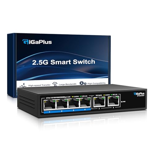 GigaPlus 6 Ports 10Gb Unmanaged Ethernet Switch with 425G BaseT Ports 210G RJ45 Ports 60Gbps Switching Capacity GiGaPlus 10Gbps Network Switch for 25G10Gbps NASPC WiFi6 Router Wireless AP - Image 1