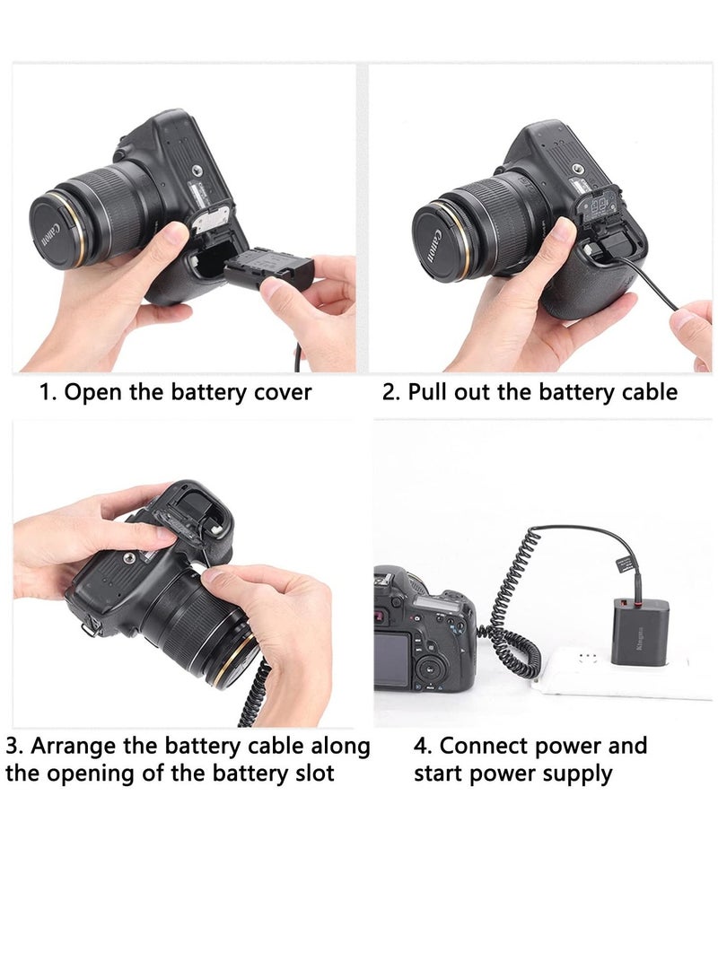 LP-E6 Dummy Battery Decoded, LP-E6 Battery, Replacement with Type-C Spring Power Adapter Cable for Canon EOS R R5 R5C R6 90D 80D 70D 60D 60Da 5D - Image 2