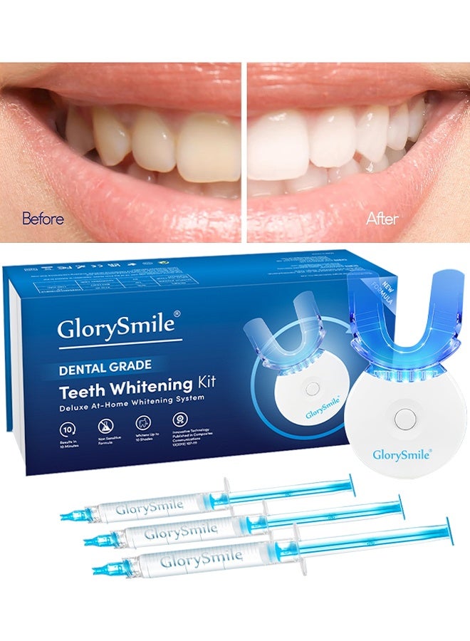 Glory Smile Teeth Whitening Kit With LED Light, 10 Min Non-Sensitive Fast Teeth Whitener With 3 Carbamide Peroxide Teeth Whitening Gel, Stain Removal, Helps To Remove Stains From Coffee, Smoking, Wines, Soda, Food - Image 1
