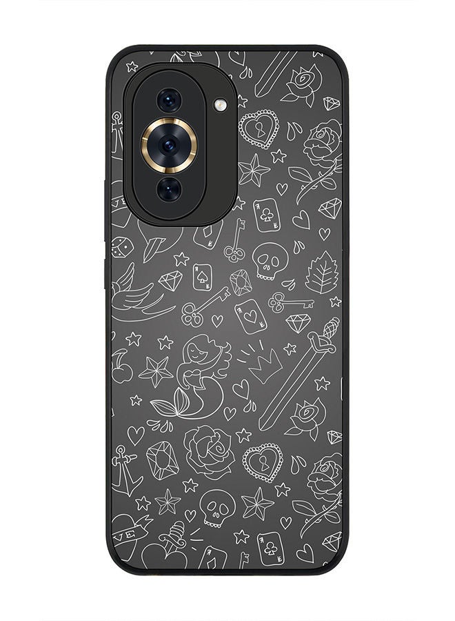 Stylizedd Rugged Black edge case for Huawei nova 10 4G Slim fit Soft Case Flexible Rubber Edges Anti Drop TPU Gel Thin Cover -  Doodles - Image 1