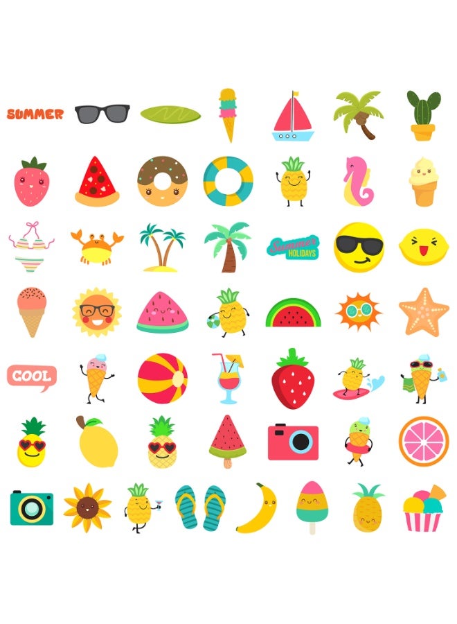٥٠ قطعة من ملصقات صيفية منعشة للأطفال والفتيات، برسومات كرتونية ملونة، لتزيين أجهزة الكمبيوتر المحمولة، ملصقات زخرفية، ملصقات جمالية لطيفة ومرحة، يمكنك صنعها بنفسك، لتزيين دفاتر القصاصات، والجيتارات، والثلاجات، ومصدات السيارات. - Image 2